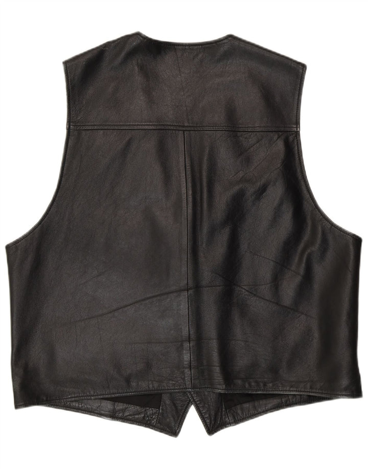 C&A Chaleco de cuero para hombre XL Cuero negro