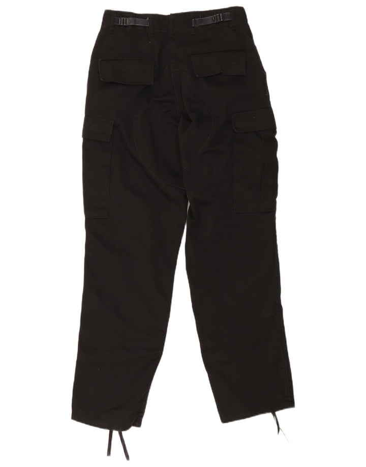 Vintage mujer regular cargo pantalones pequeños W28 L30 algodón negro
