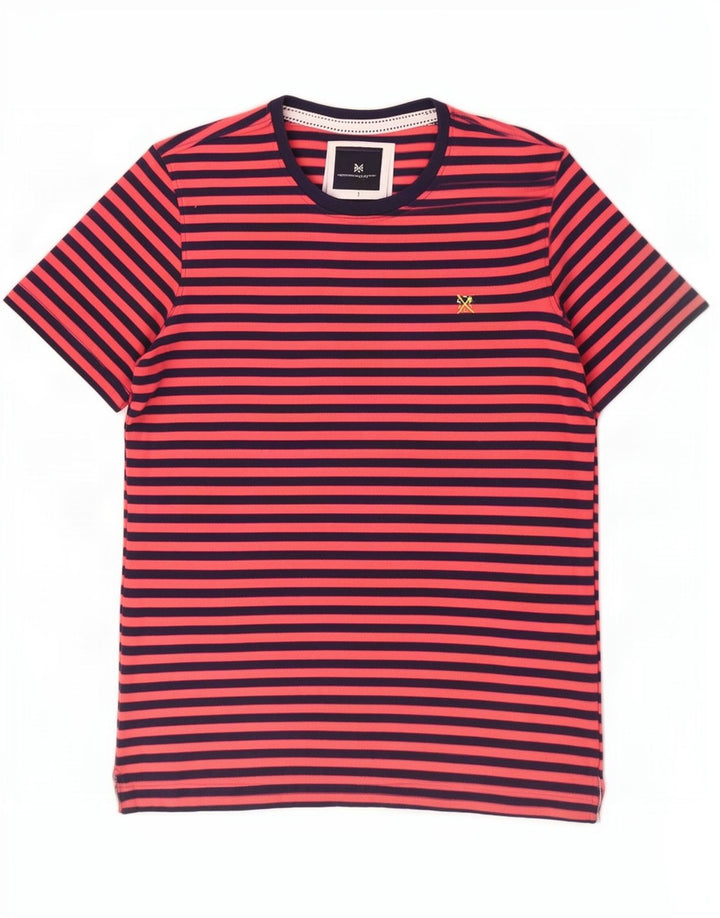 Crew Clothing Camiseta para hombre Top Mediano Algodón a rayas rojas