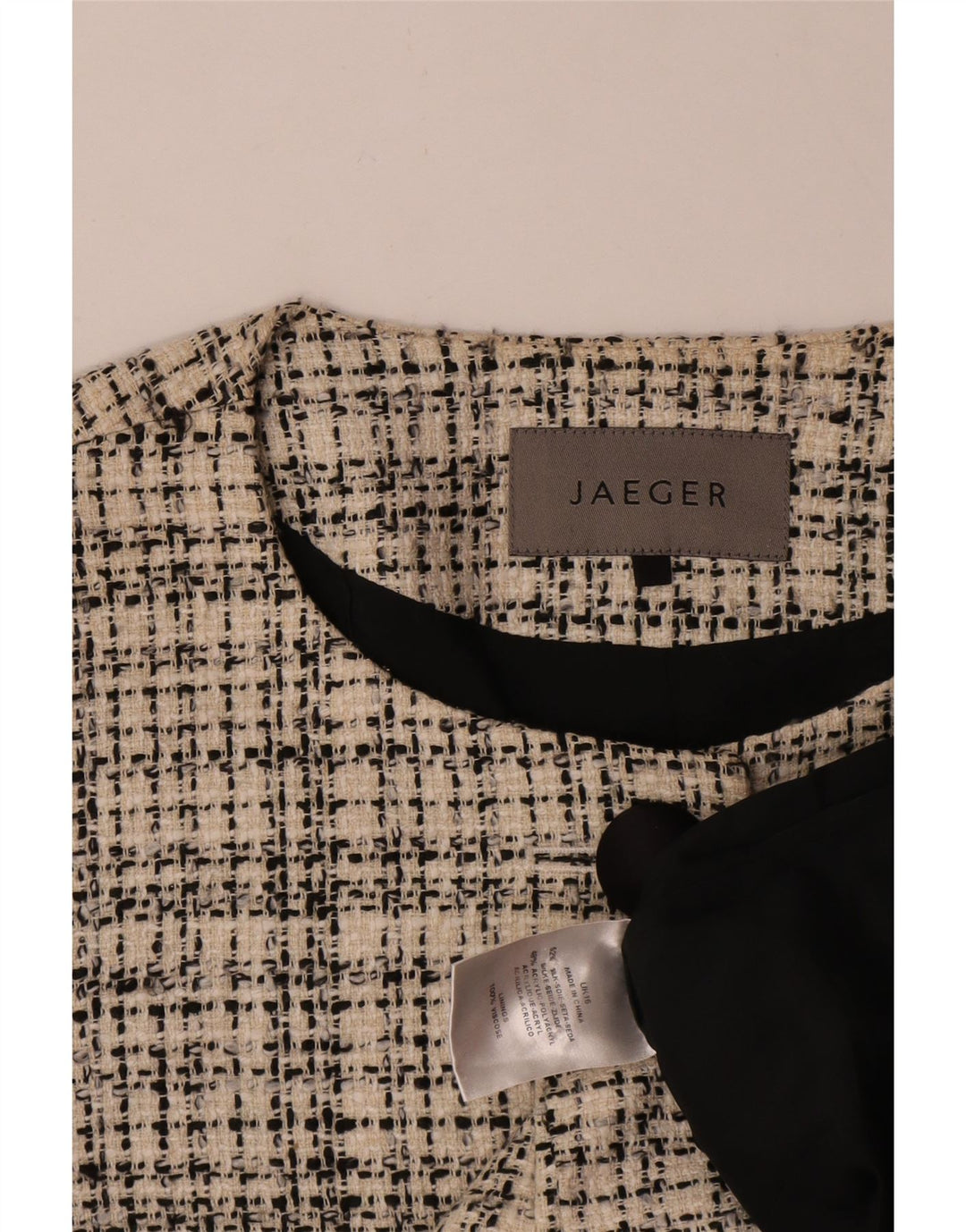 Jaeger Chaqueta Blazer de Manga 3/4 con 4 Botones para Mujer UK 46 Large Beige Check