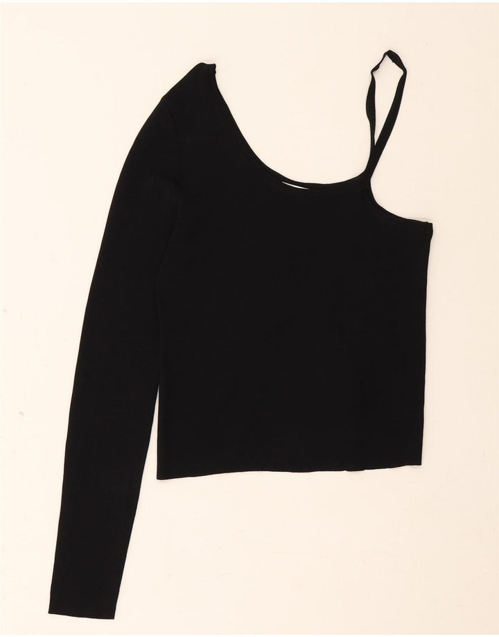 Zara Mujer Crop Top De Un Hombro Reino Unido 8 Pequeño Negro