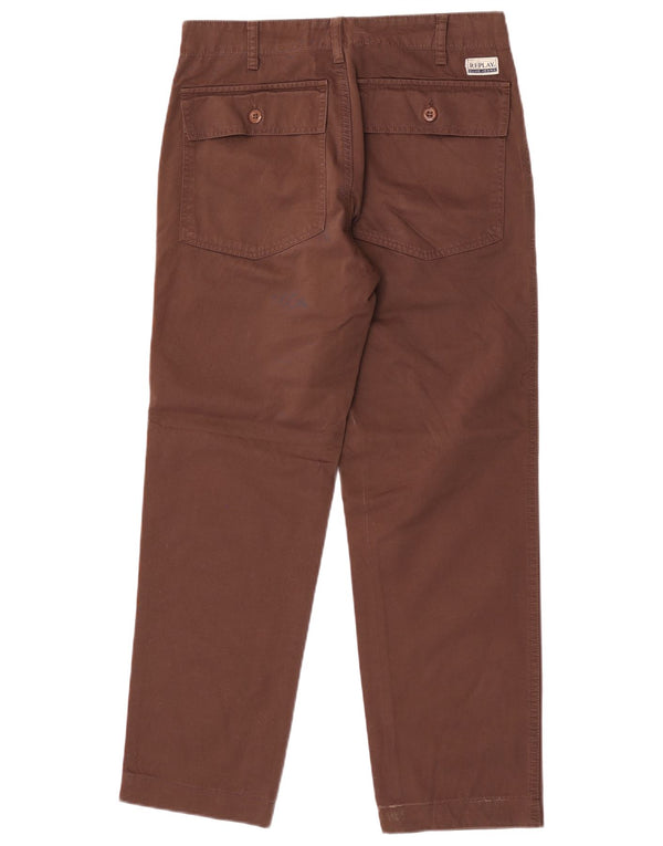 Pantalones chinos rectos de cintura alta para mujer Replay W34 L29 Algodón marrón