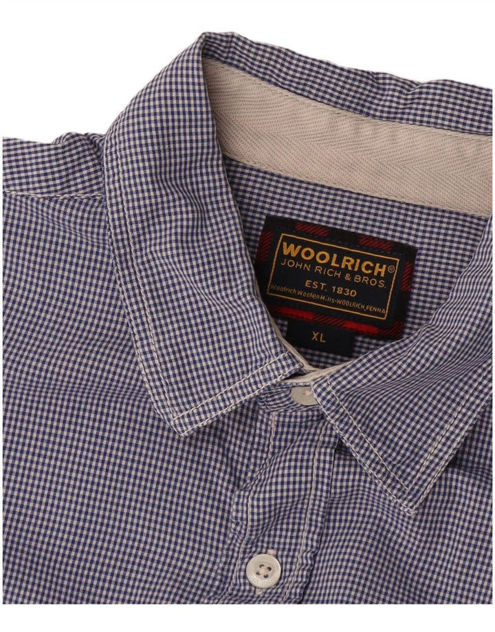 WOOLRICH Camisa Manga Corta Hombre XL Azul Marino Vichy