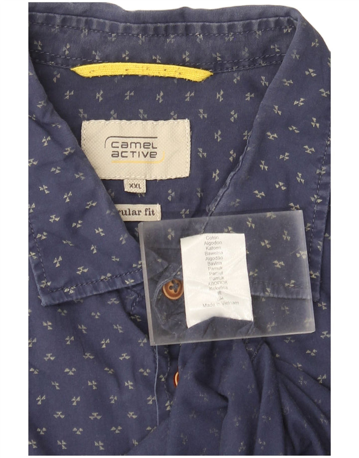 Camel Active Camisa de corte regular para hombre 2XL Algodón con lunares azul marino