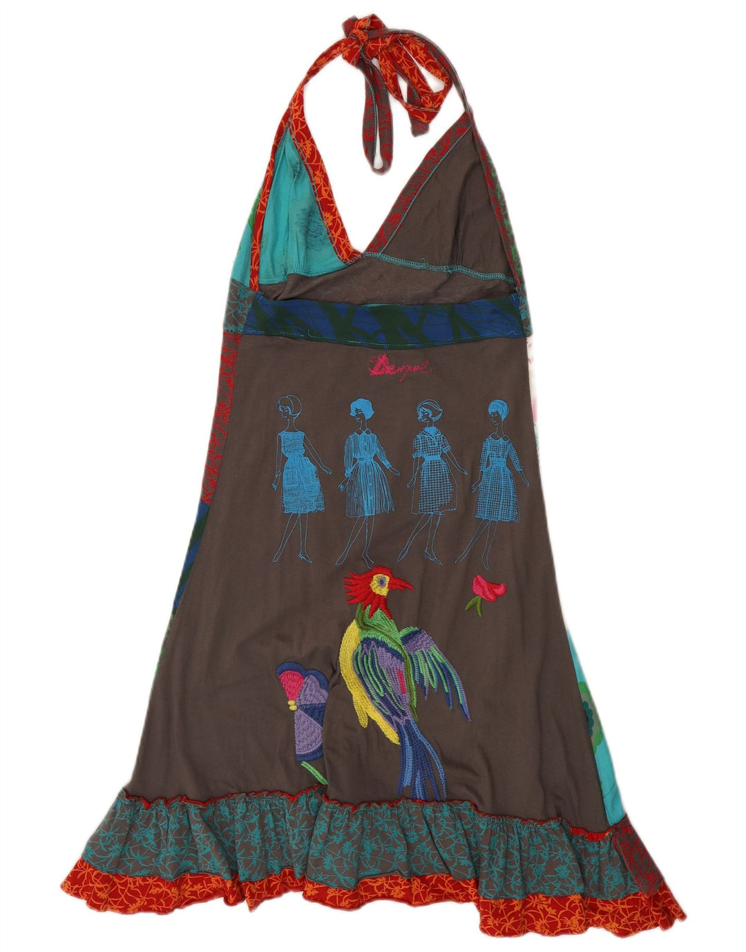 Desigual Vestido Halter Gráfico para Mujer UK 8 Small Multicolor Floral