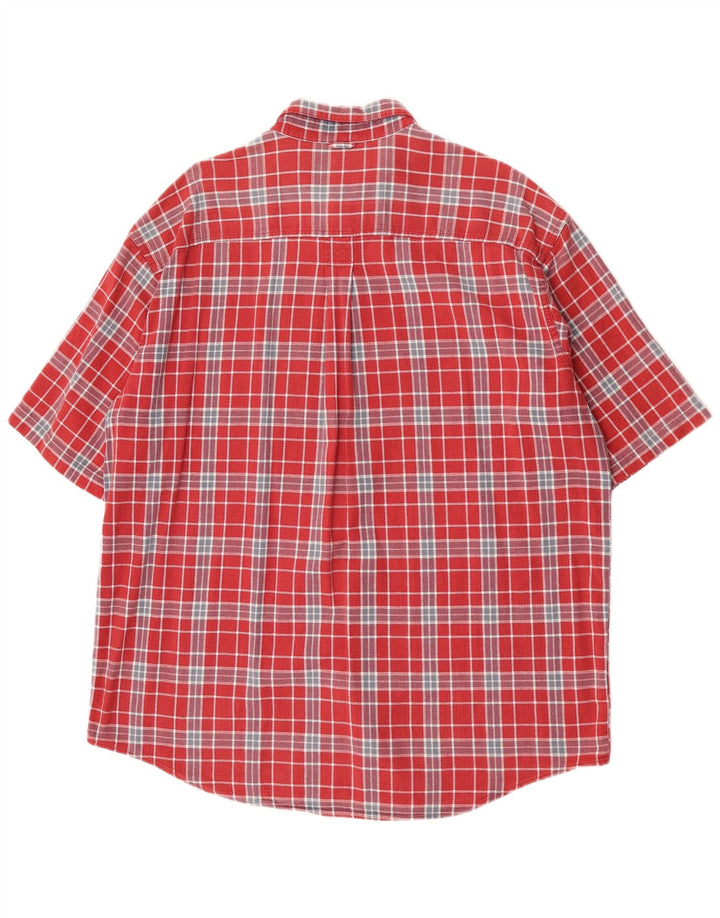 Timberland Camisa de manga corta con ajuste resistente para hombre XL Cuadros rojos