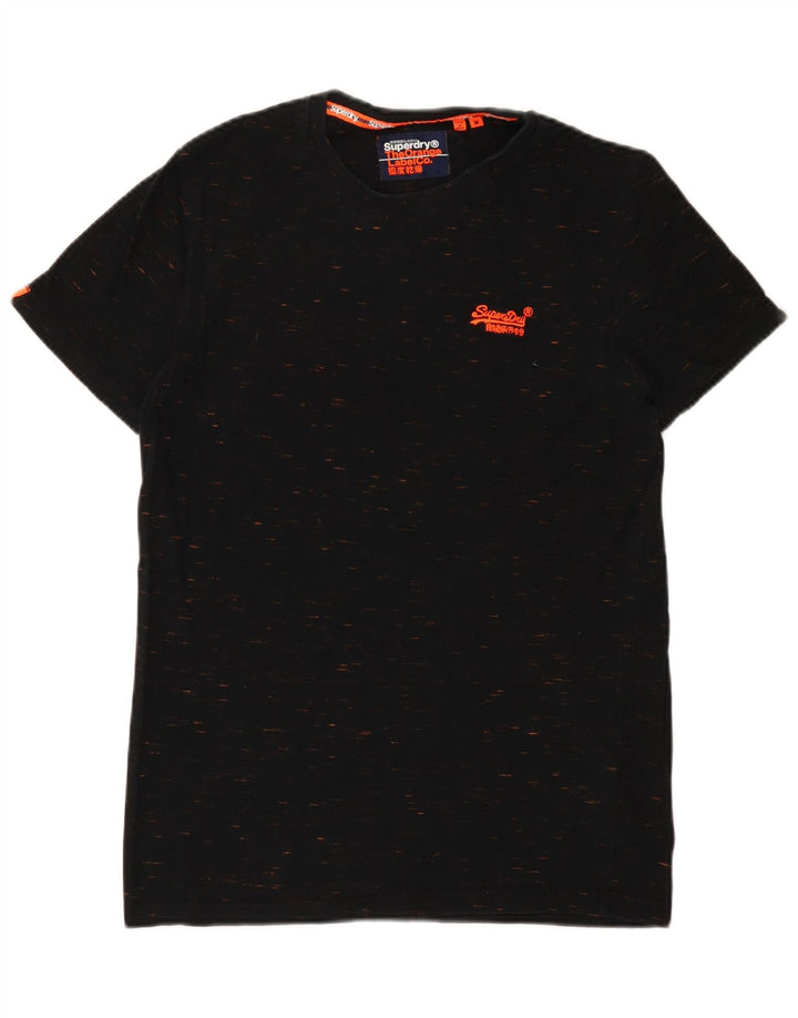 Superdry Camiseta para hombre Top Medium de algodón moteado en negro