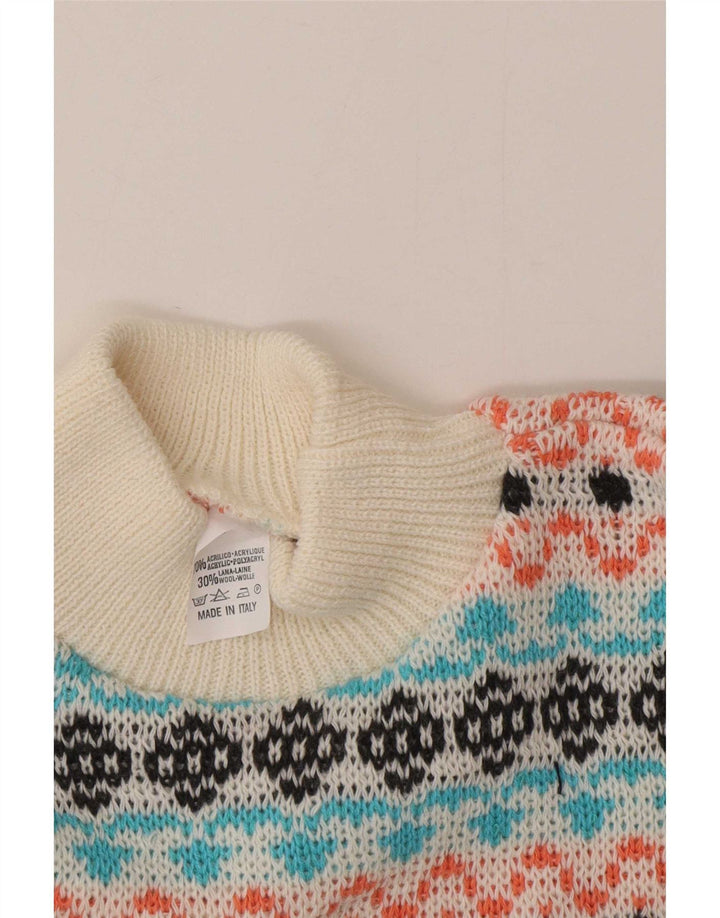 Vintage hombres tortuga cuello jumper suéter medio multicolor Fair Isle