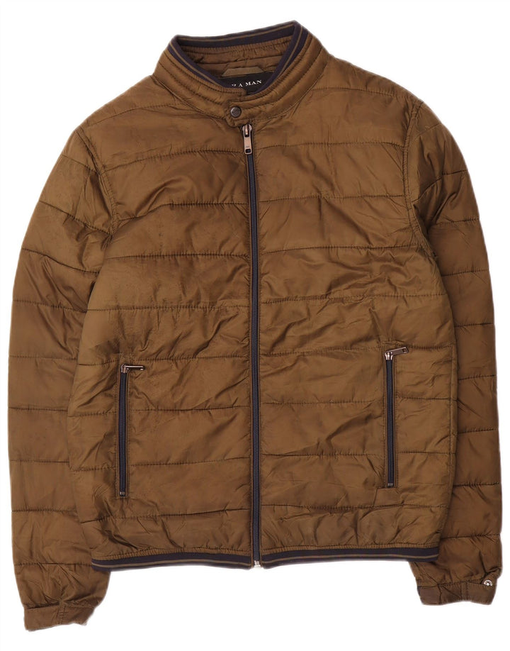 Zara Hombre Chaqueta Acolchada ES 38 Marrón Medio Poliéster