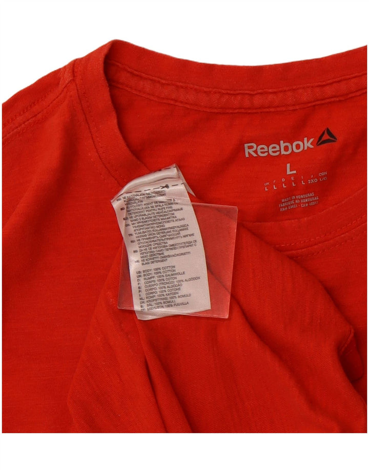 REEBOK Camiseta gráfica para hombre Top grande de algodón naranja