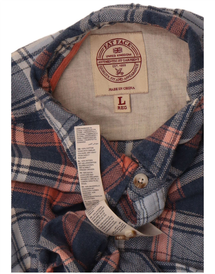Camisa de franela para hombre de Fat Face de algodón con cuadros en azul marino grande