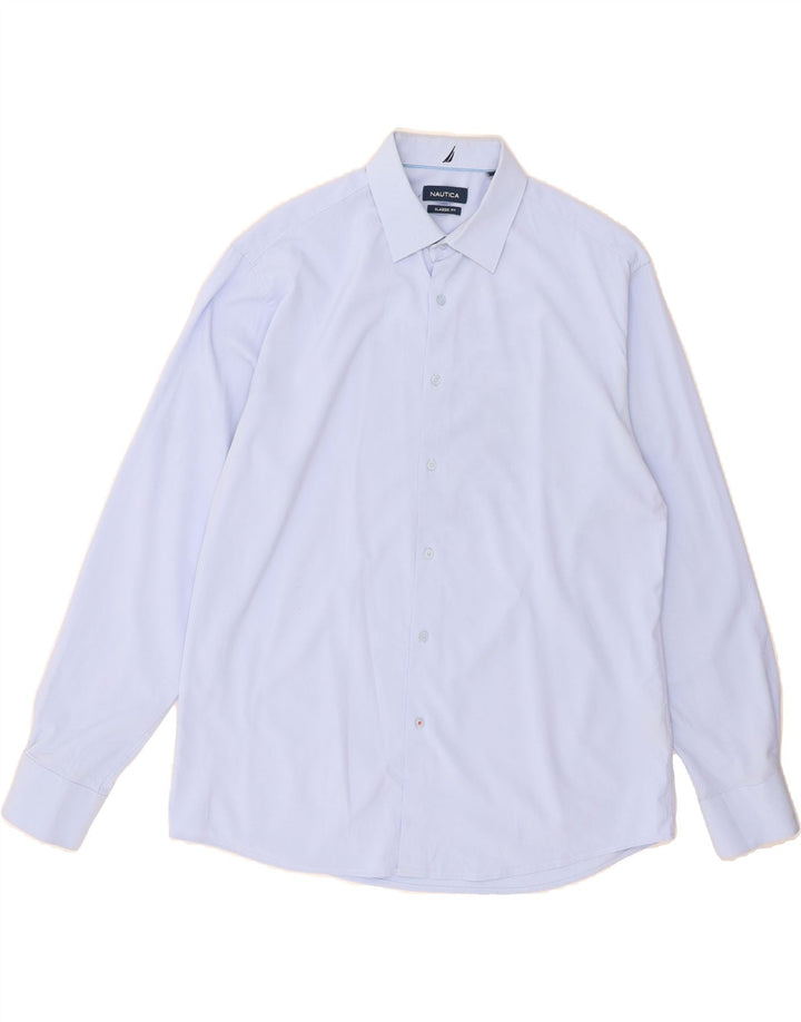 NAUTICA Mens Classic Fit Shirt Size 16 1/2 Large Blue Polyester Vintage Nautica and Second-Hand Nautica from Messina Hembry 