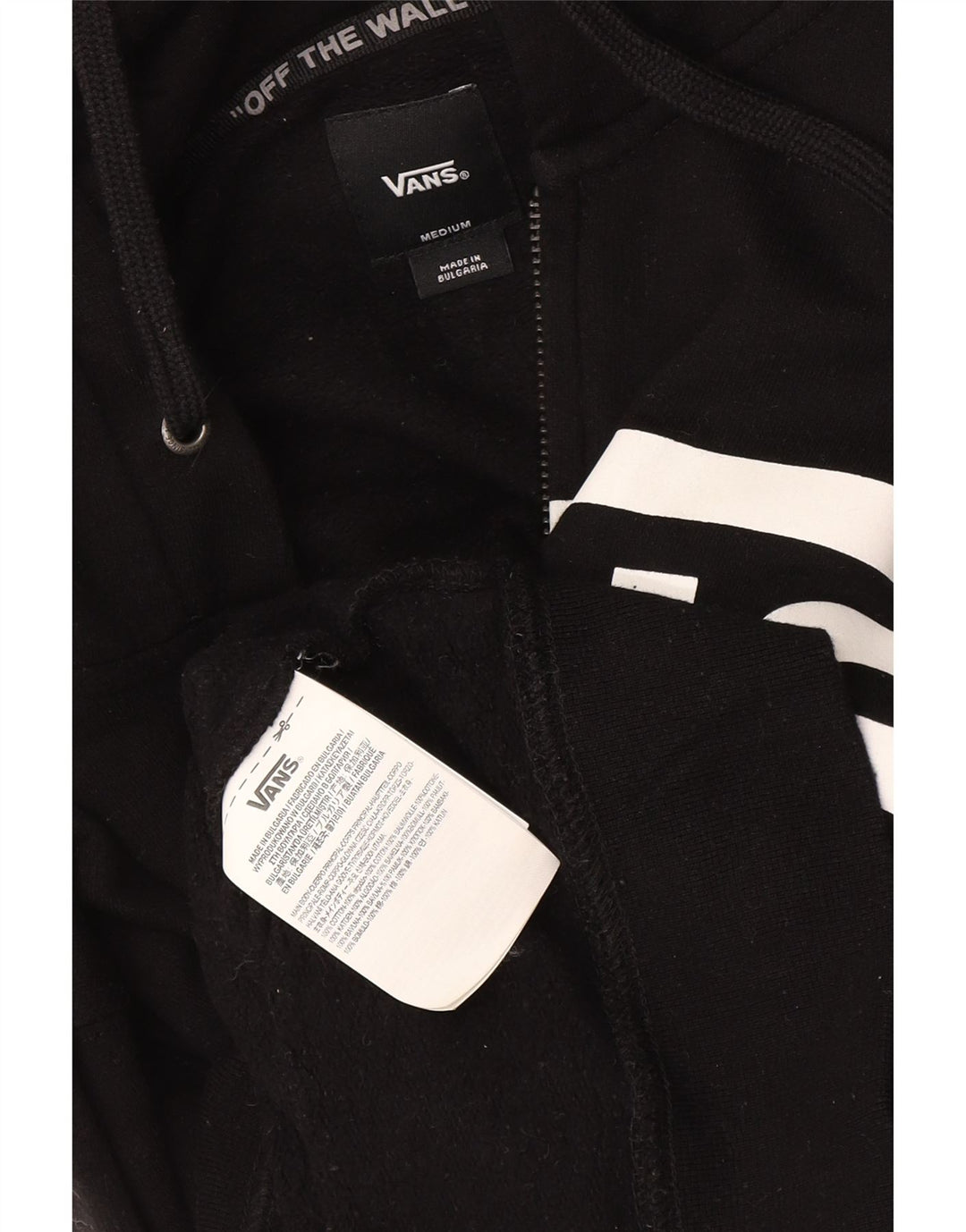 Vans Sudadera con capucha y cremallera gráfica para hombre Algodón negro mediano