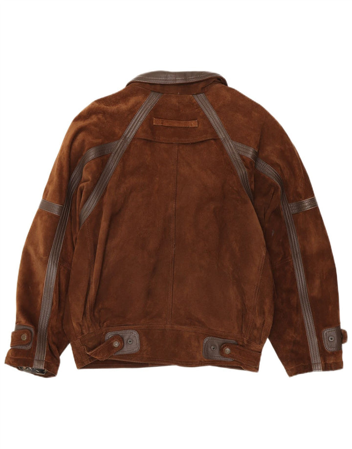 Chaqueta de ante vintage para hombre IT 50 cuero marrón grande