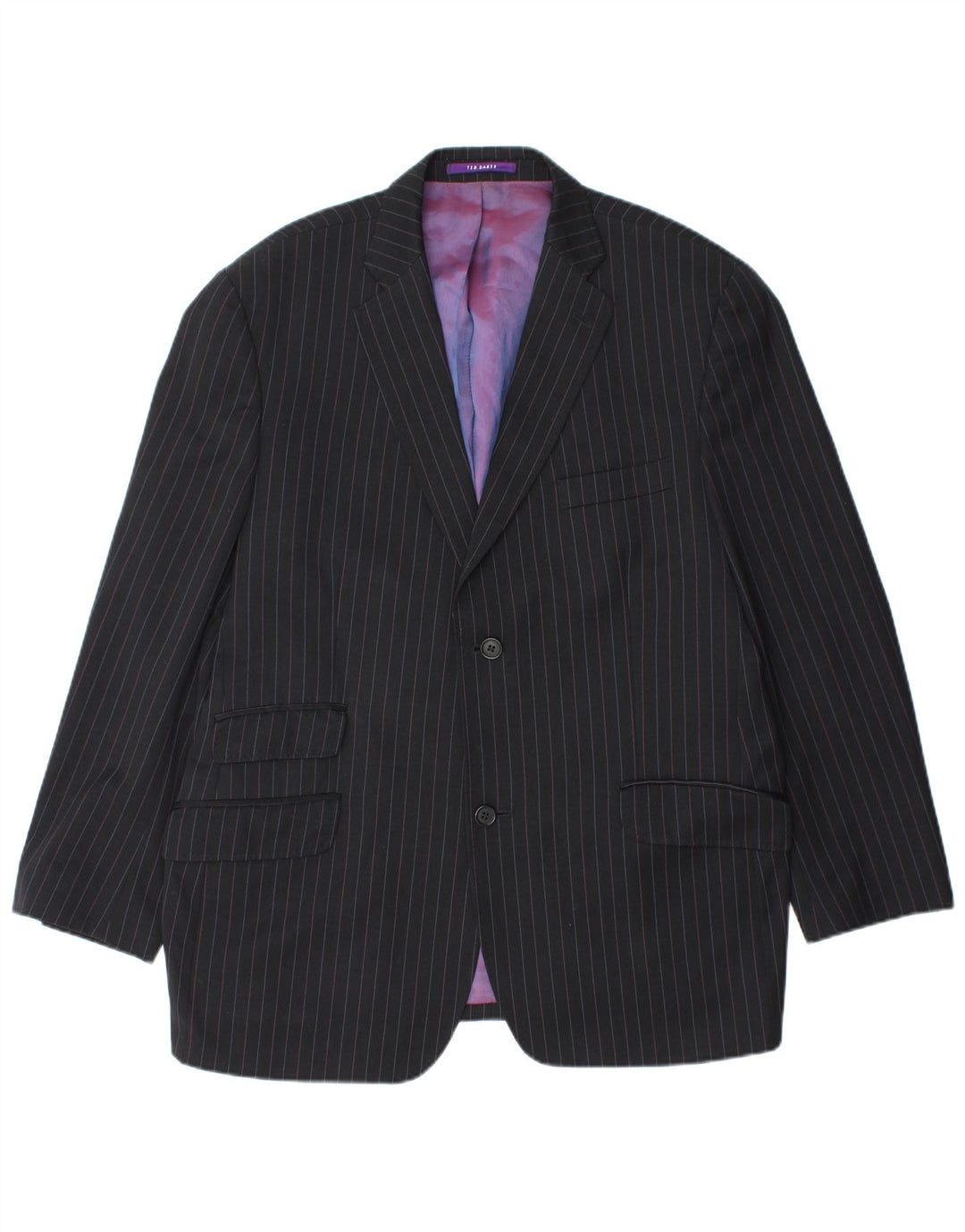 TED BAKER Chaqueta tipo blazer de 2 botones para hombre UK 44 2XL Lana negra a rayas