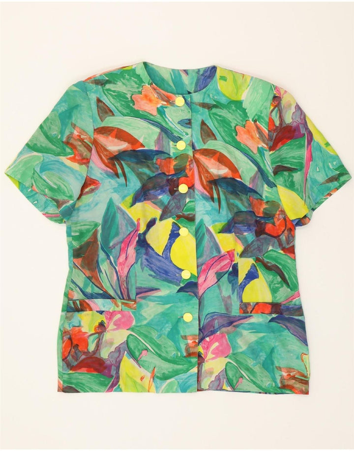 VINTAGE Womens Short Sleeve Blazer Jacket UK 14 Large Multicoloured Floral Vintage Vintage and Second-Hand Vintage from Messina Hembry 