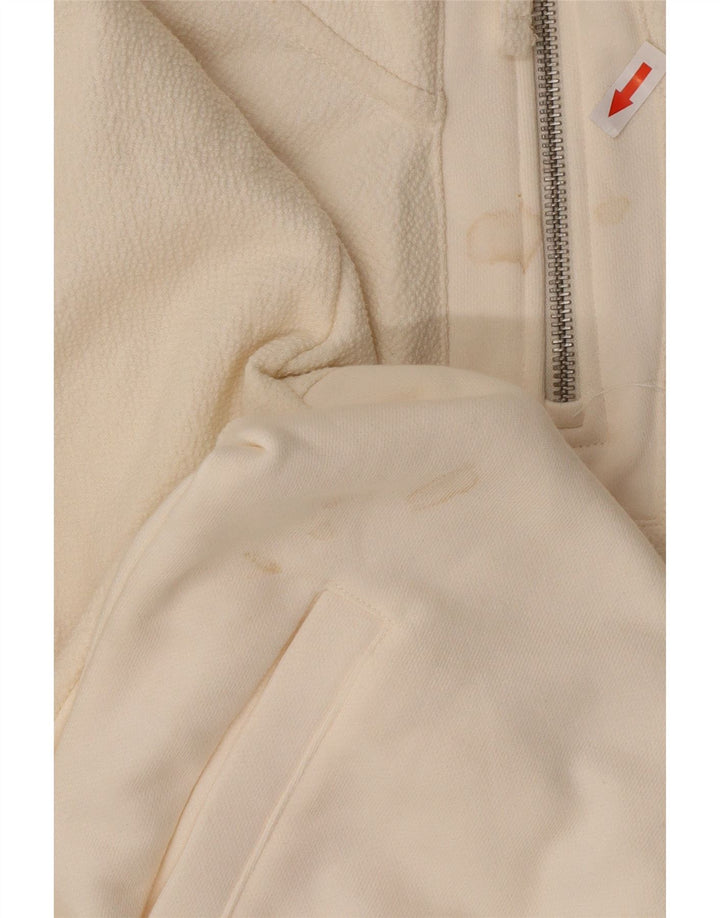Zara Hombre Sudadera Con Cremallera Y Cuello Jersey Small Poliéster Blanco