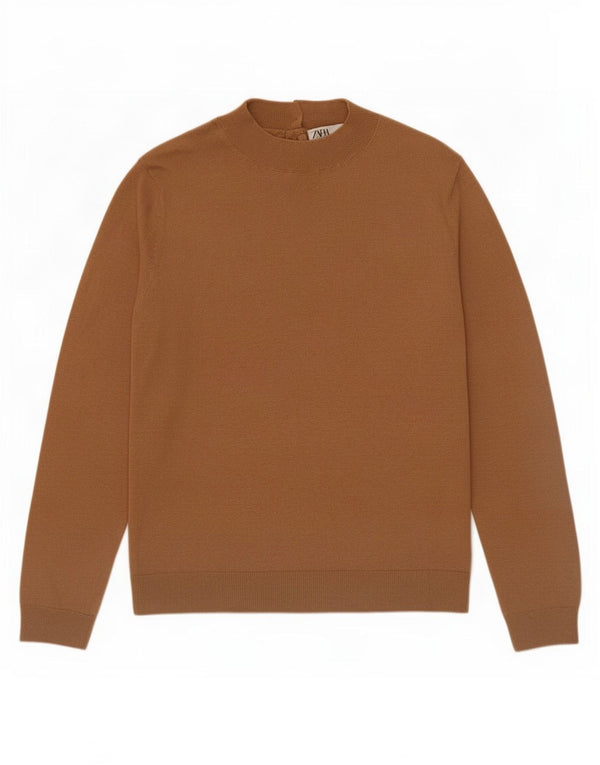 Zara Mujer Cuello Alto Jersey Jersey UK 10 Small Marrón Modal