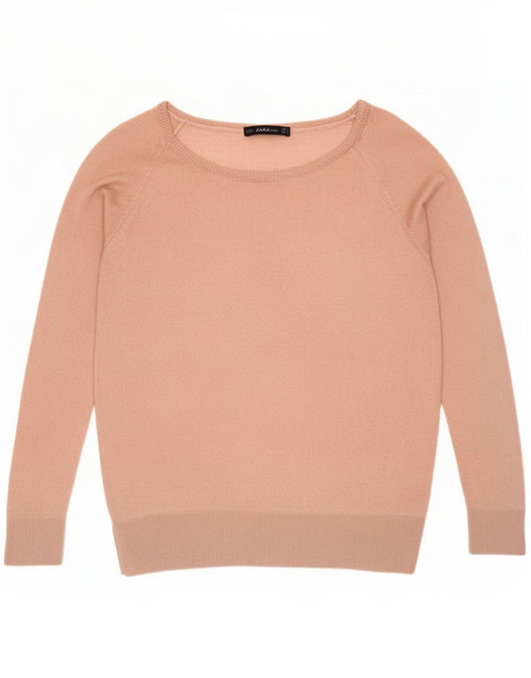 Zara Womens Boat Neck Jumper Sweater UK 14 Medium Pink