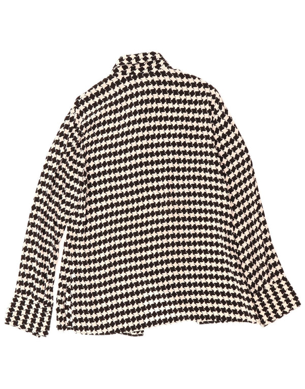 Blusa camisera de mujer VINTAGE IT 46 Viscosa de pata de gallo negra grande