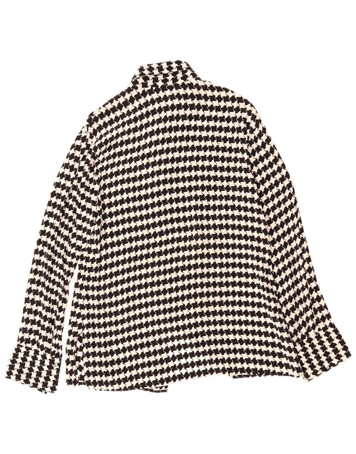 Blusa camisera de mujer VINTAGE IT 46 Viscosa de pata de gallo negra grande