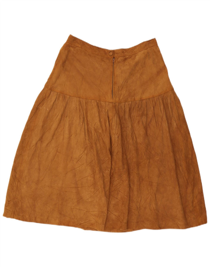 Falda vintage de ante para mujer W28 Beige medio
