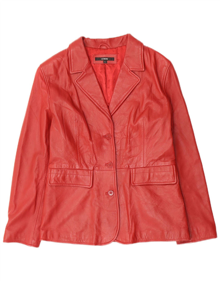B.YOUNG Womens 3 Button Leather Blazer Jacket UK 14 Large Red Leather