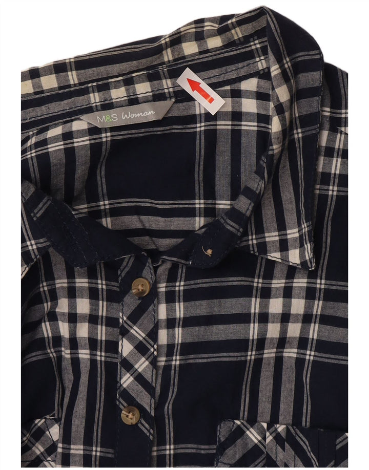 Marks & Spencer Camisa para mujer UK 46 Grande Azul marino Cuadros Algodón