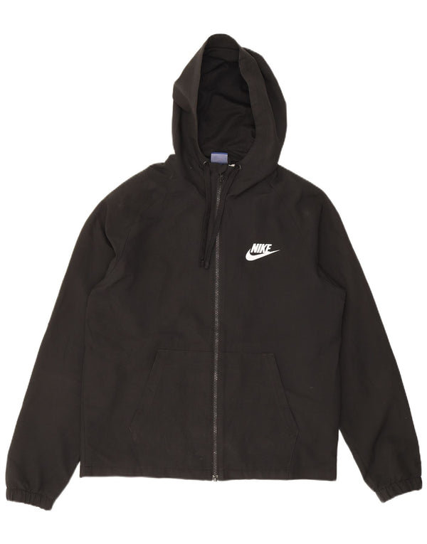 Nike - Chaqueta de chándal con capucha para hombre, poliéster negro mediano