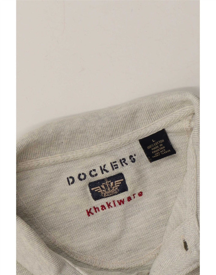 Polo Dockers para hombre de algodón gris grande