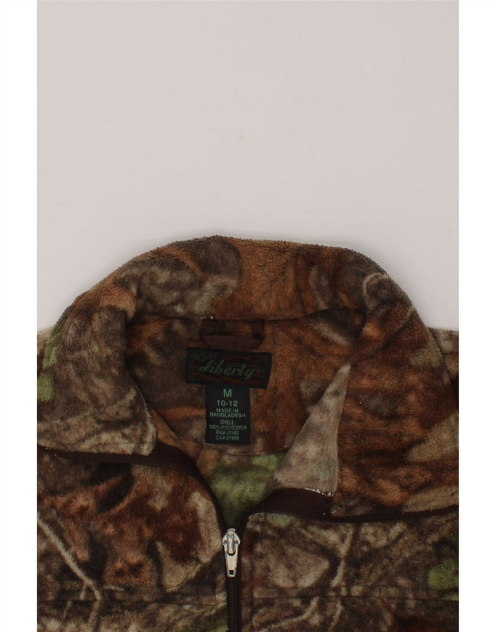 LIBERTY Boys Fleece Jacket 10-11 Years Medium  Brown Camouflage Polyester Vintage Liberty and Second-Hand Liberty from Messina Hembry 