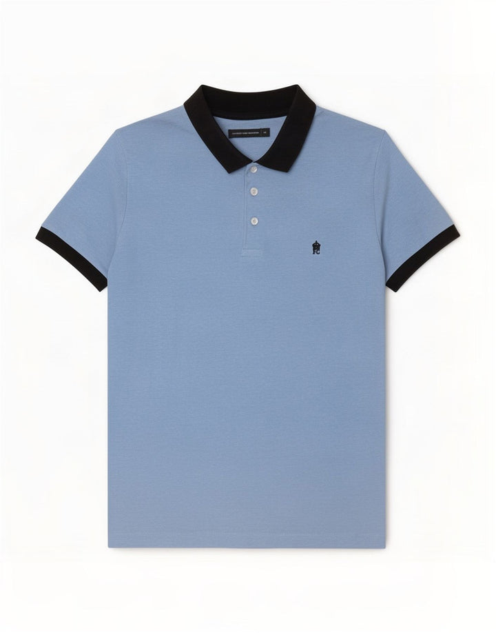 Polo de rugby para hombre de French Connection con diseño color block en azul medio