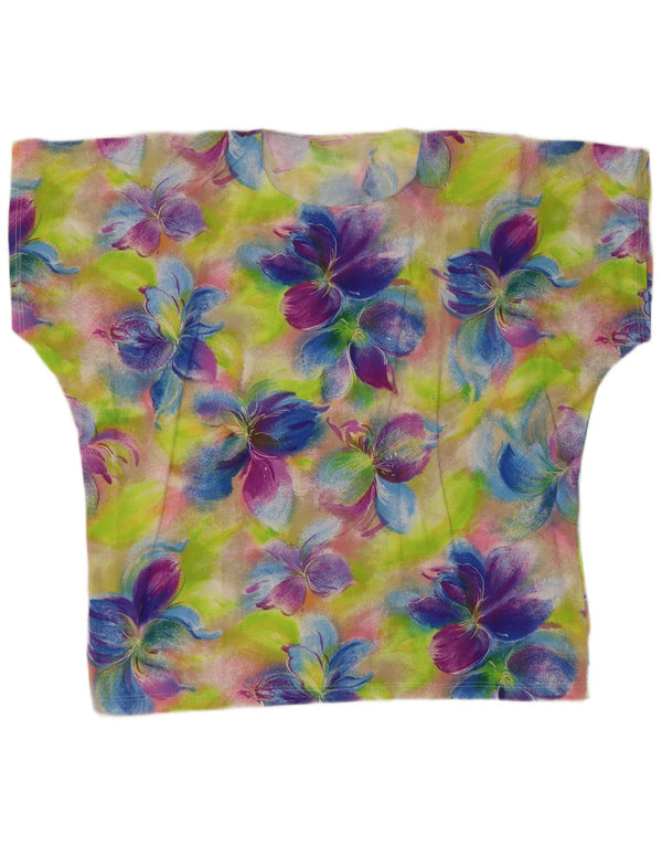 Vintage mujer blusa Top Reino Unido 18 XL multicolor floral