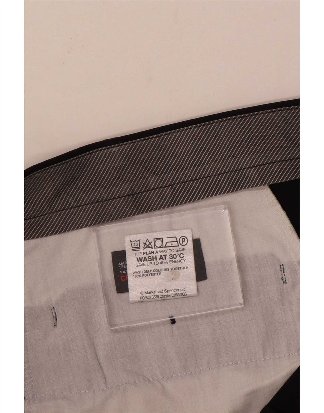 Marks & Spencer Pantalón de traje con pinzas para hombre W40 L33 Poliéster azul marino