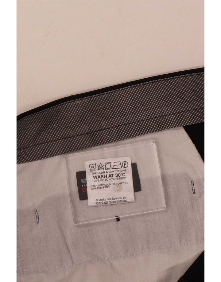 Marks & Spencer Pantalón de traje con pinzas para hombre W40 L33 Poliéster azul marino