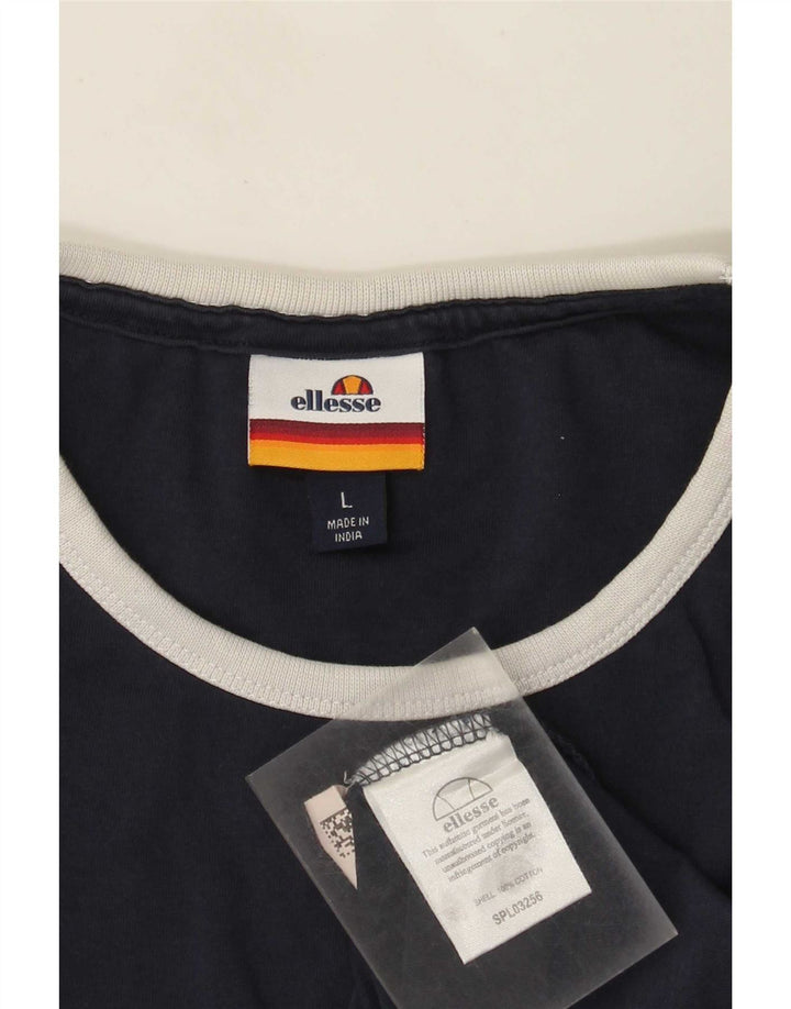 Ellesse Hombre Top Manga Larga Grande Algodón Azul Marino