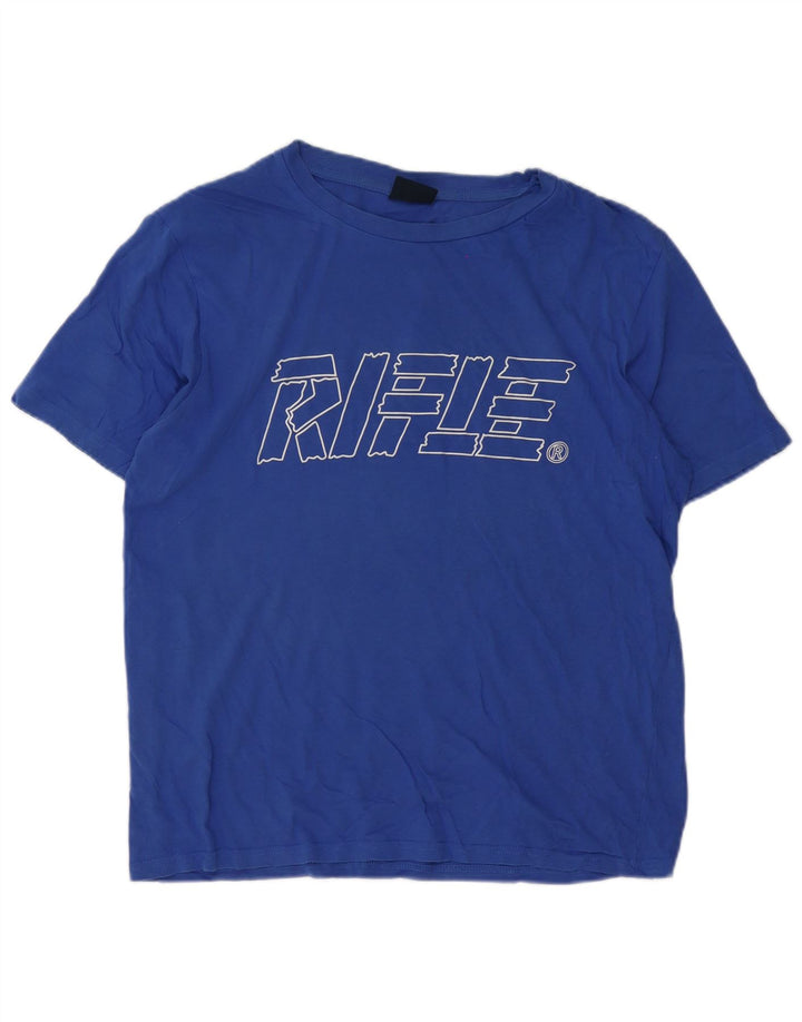 Rifle Camiseta gráfica para hombre Top XL Algodón azul