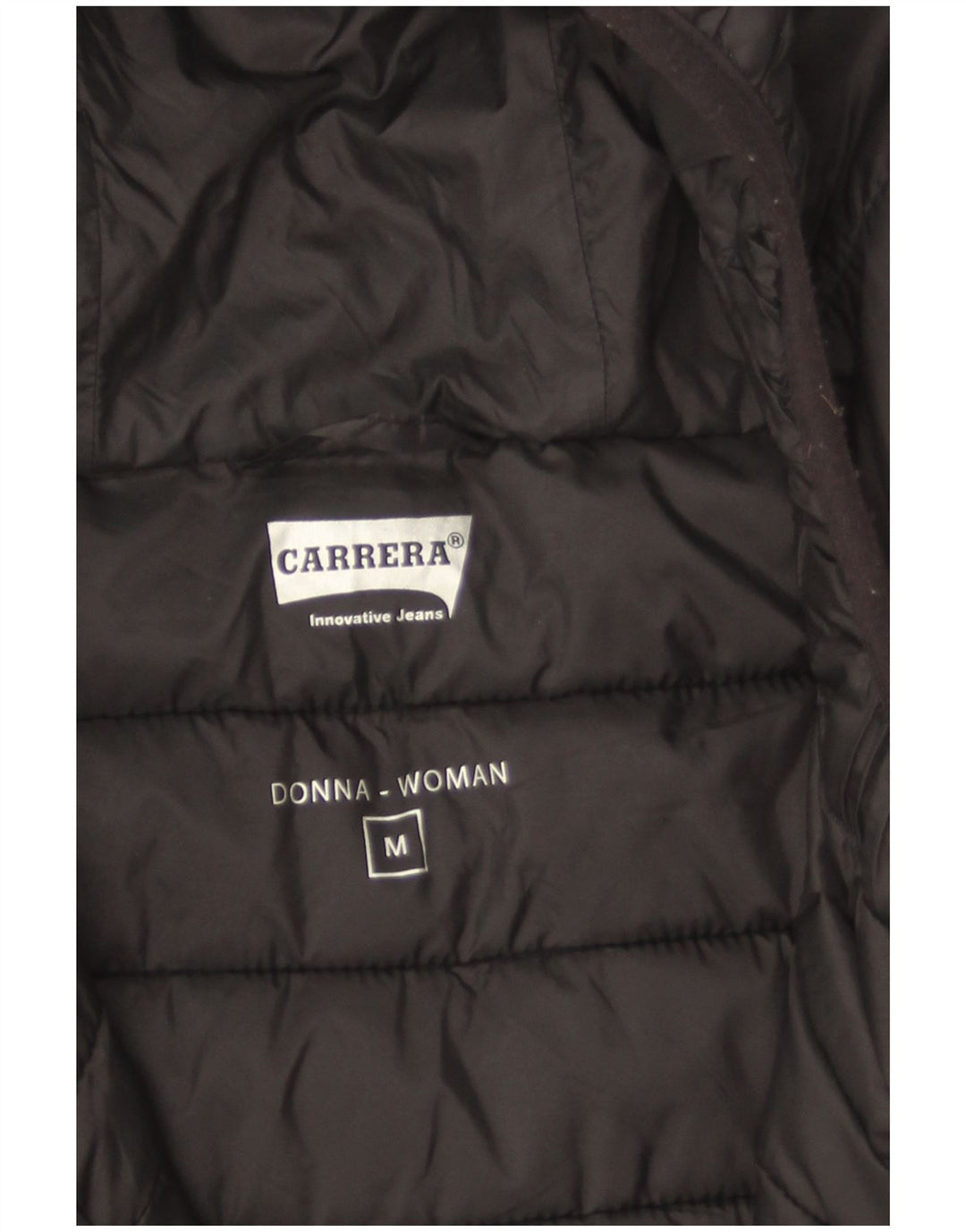 Carrera Chaqueta acolchada con capucha para mujer UK 44 Mediana Poliamida negra