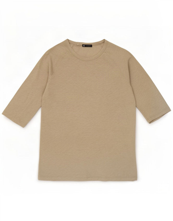 Zara Mujer Top Manga 3/4 UK 42 Algodón Gris Medio