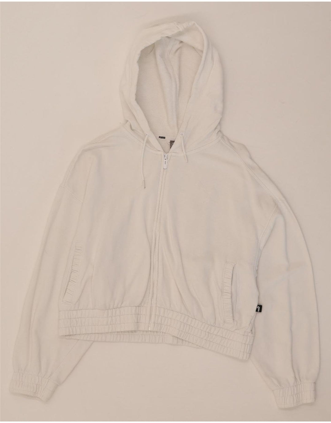 Puma Mujer Crop Zip Sudadera con capucha UK 14 Medium Blanco