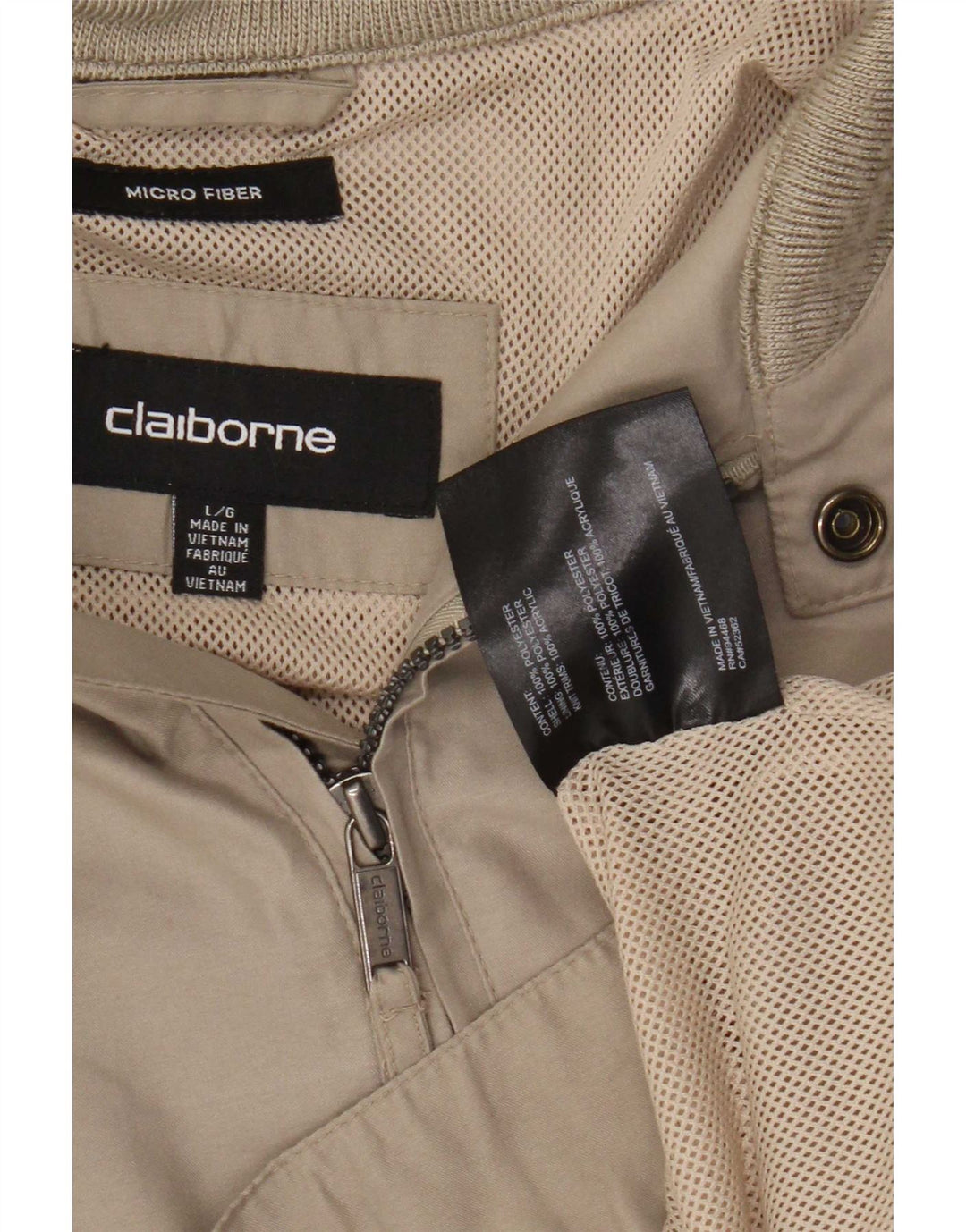 Vintage hombres bomber chaqueta Reino Unido 40 poliéster beige grande