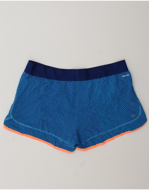 Adidas Pantalones cortos deportivos Climalite para mujer Reino Unido 12/14 Azul medio Rayas