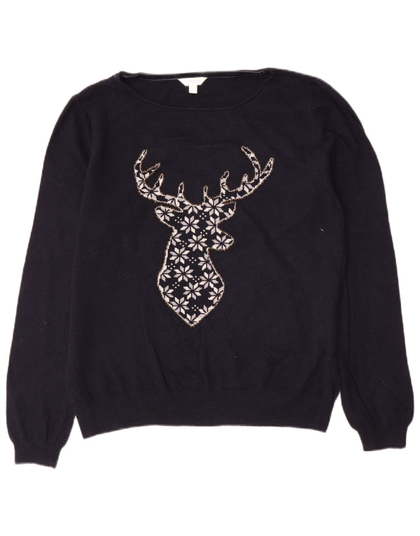 Monsoon Suéter tipo jersey con cuello barco para mujer UK 46 Grande Azul marino Fair Isle