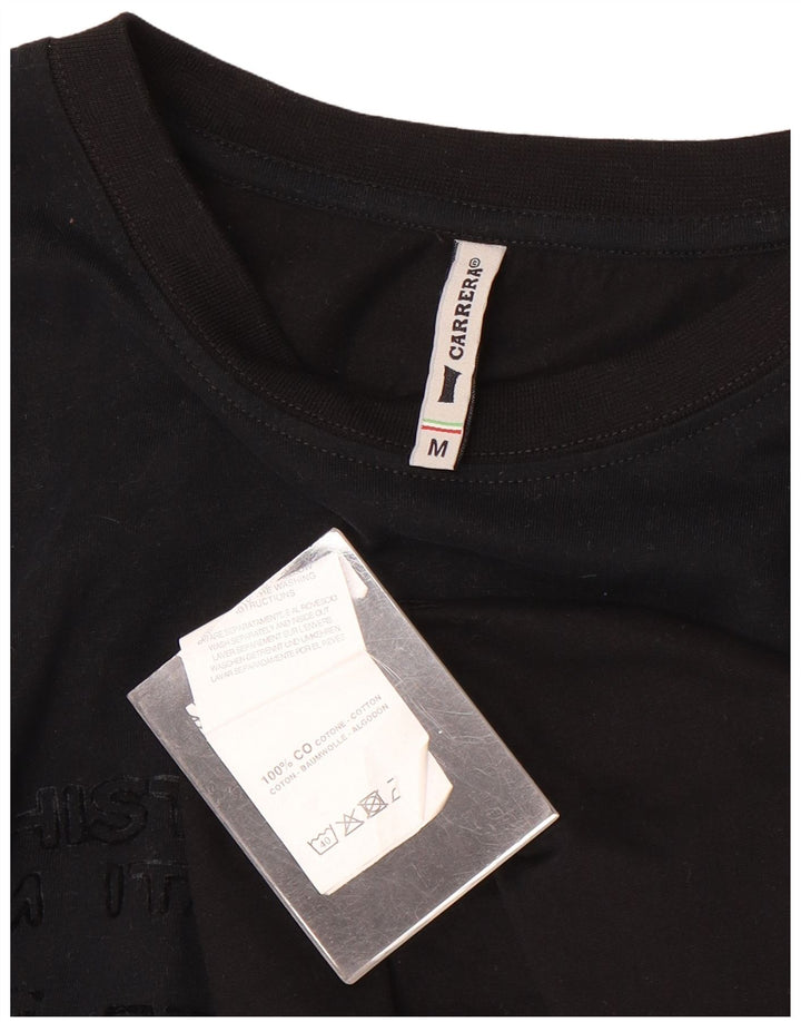 Carrera Top gráfico para hombre de manga larga de algodón negro mediano