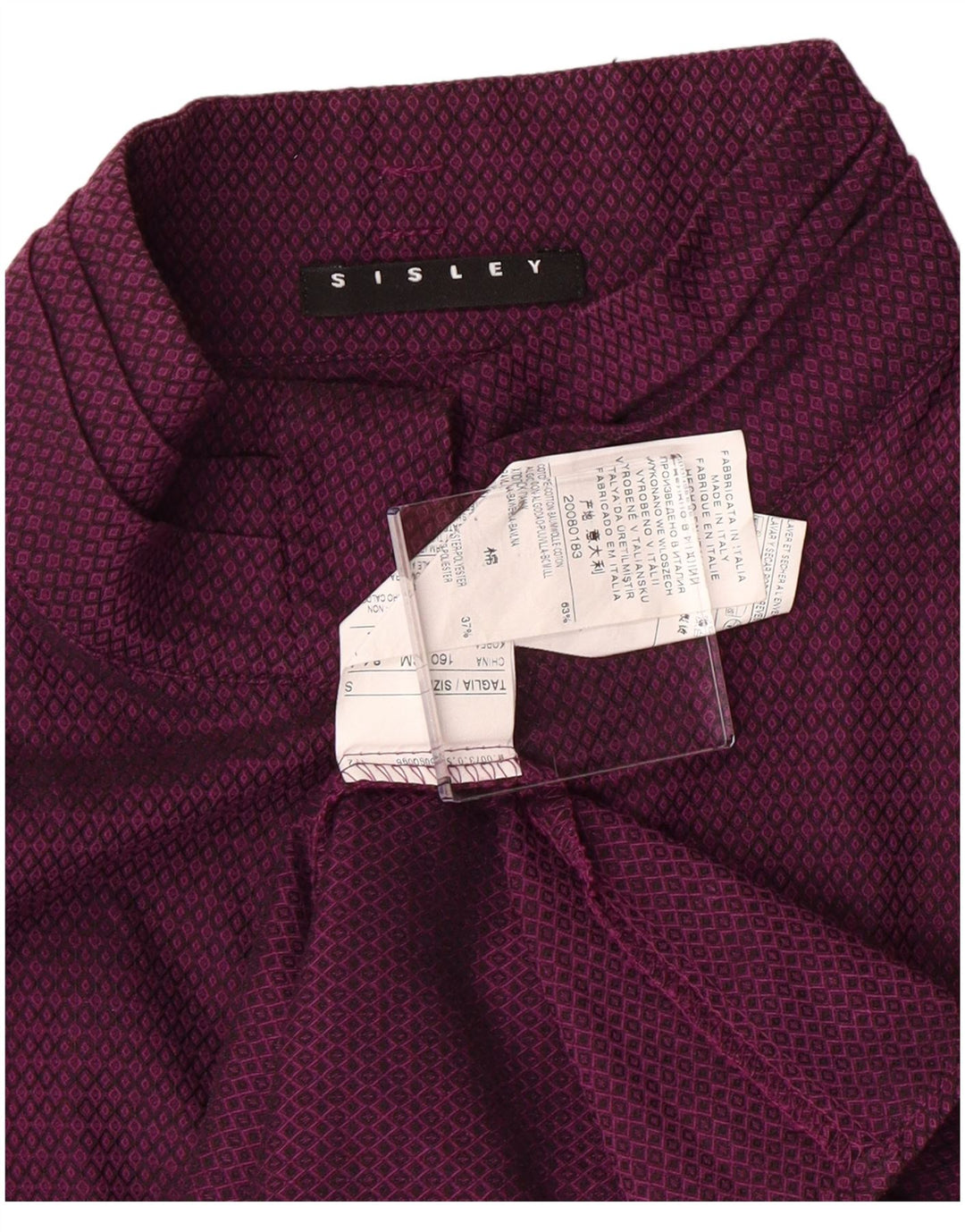 Sisley Blusa camisera para mujer UK 10 Small Purple Geométrico Algodón