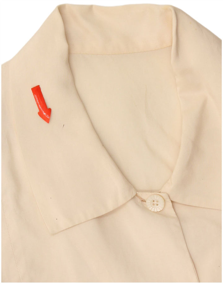 Vintage mujer crop camisa blusa Reino Unido 14 Medio Beige