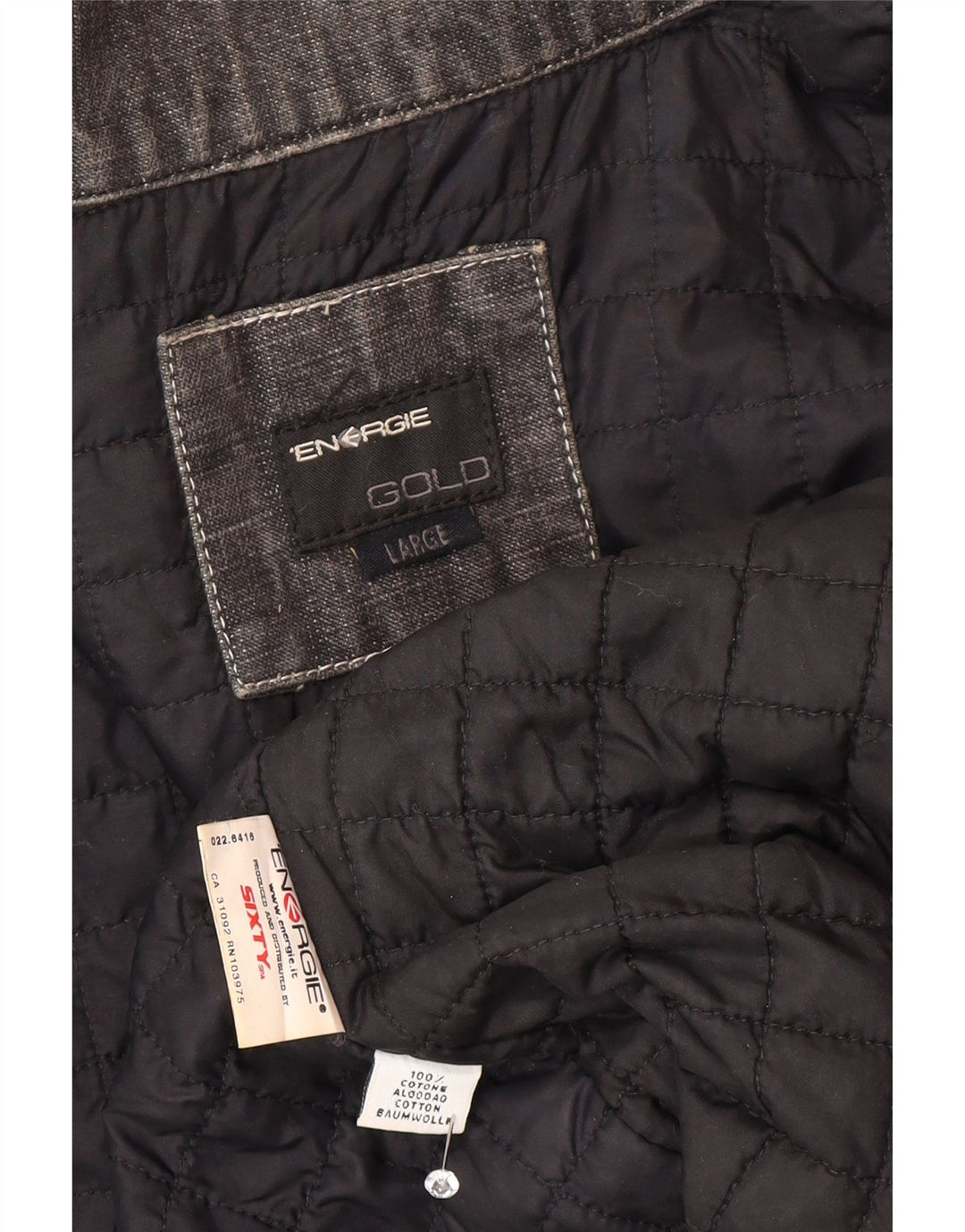 Energie Chaqueta vaquera para hombre UK 40 Large Gris Colorblock Algodón