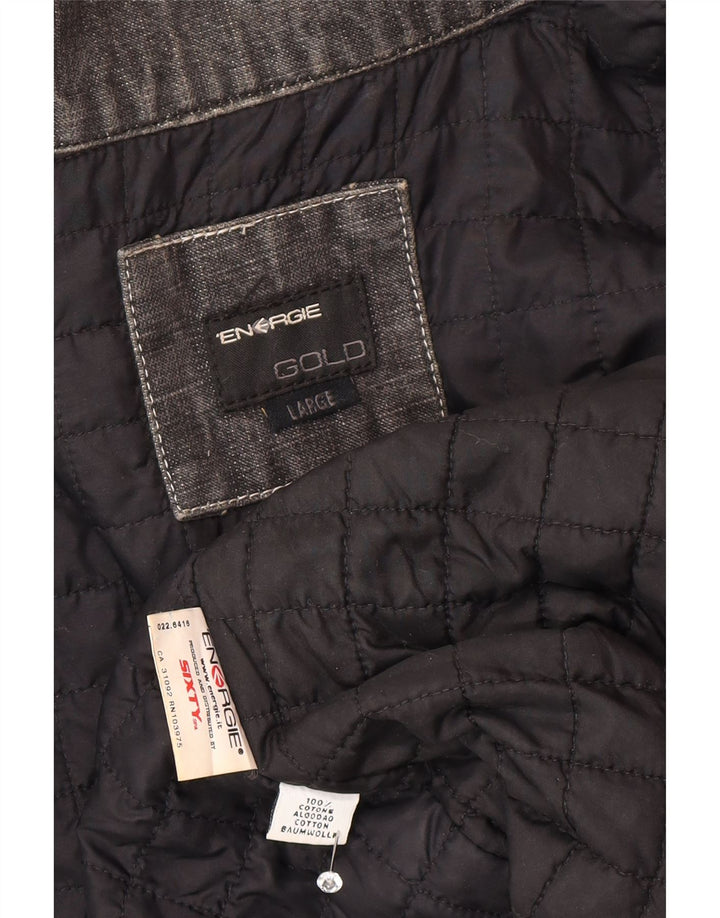 Energie Chaqueta vaquera para hombre UK 40 Large Gris Colorblock Algodón