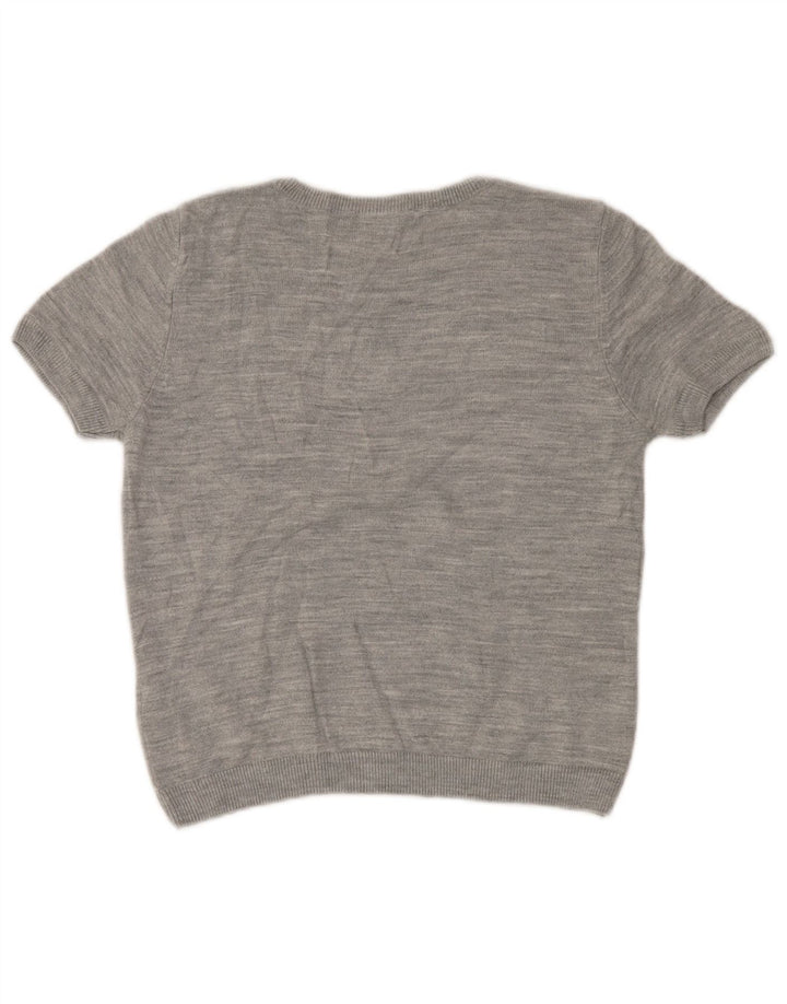 MARKS & SPENCER Suéter corto con cuello redondo para mujer UK 40 Gris medio