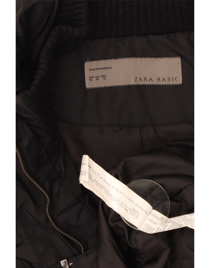 Zara Mujer Chaqueta Acolchada ES 40 XL Poliéster Negro